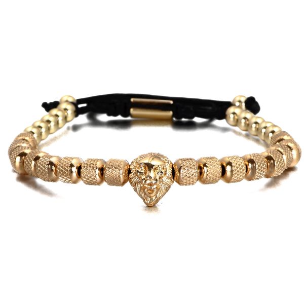 

3pcs/set handmade men lion head bracelet roman numeral hemp rope bule open stainless steel bangles hip hop jewelry giftbracelets, Golden;silver