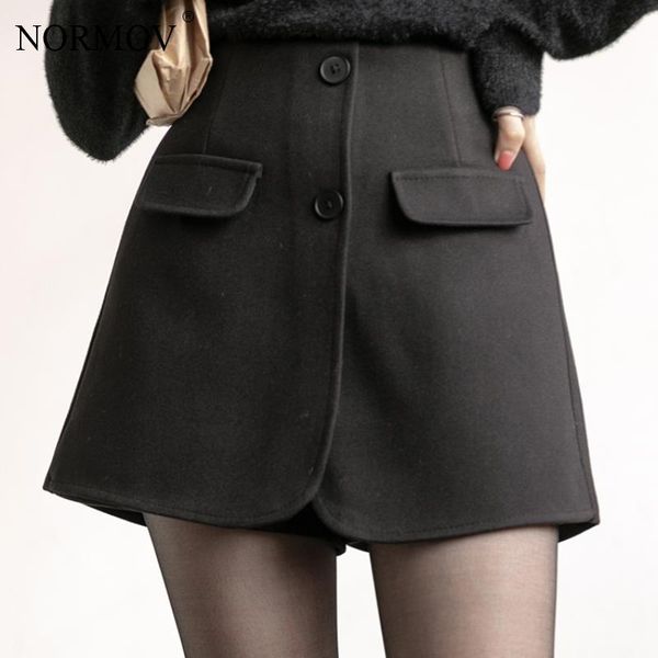 

women's shorts normov autumn winter buttons pocket decoration high waist loose pents short culottes external wear casual women, White;black