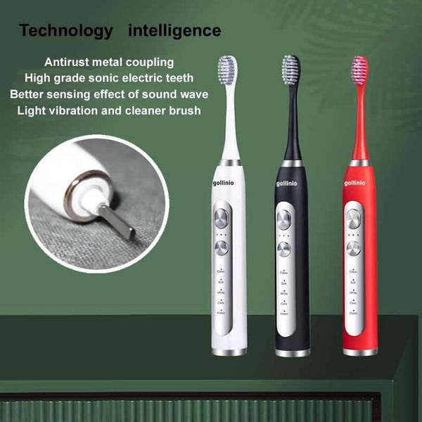 

smart electric toothbrush gollinio sonic usb fast charging teeth brush ultrasonic replacement heads set gl07a