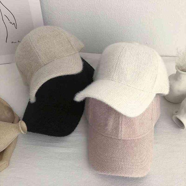 

fashion faux raccoon hair solid baseball cap winter faux rabbit fur warm cap womens visor hat, Blue;gray