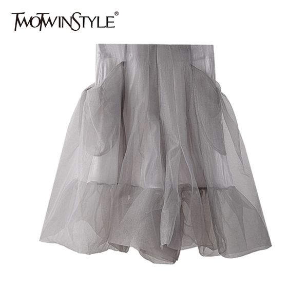 

korean casual gray skirt for women high waist minimalist a line mini skirts female summer fashion clothing 210521, Black