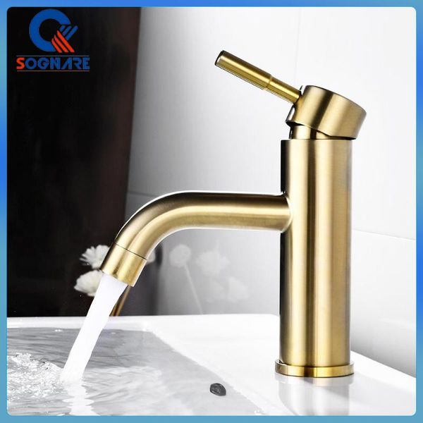

bathroom sink faucets basin promotions faucet round brushed gold mixer tap small brass water modern