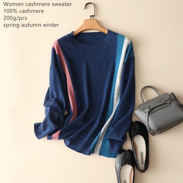 

women's sweaters naizaiga 100% cashmere o-neck blue striped loose spring autumn long sleeve women warm sweater winter pullovers ylm337, White;black