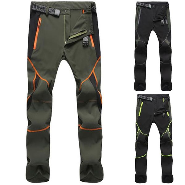 

men's pants men hiking for waterproof quick dry outdoor workwear clothing color stitching climbing pantalon windproof, Black