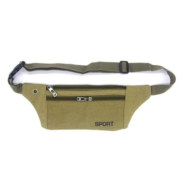 

outdoor bags solid canvas sports portable waist shoulder bag running jogging waterproof pouch high quality