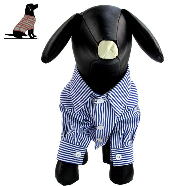 

bubble sleeve stripe design dog shirt leisure clothing fashion social casual pet slim fit long-sleeve shirts zh969 apparel