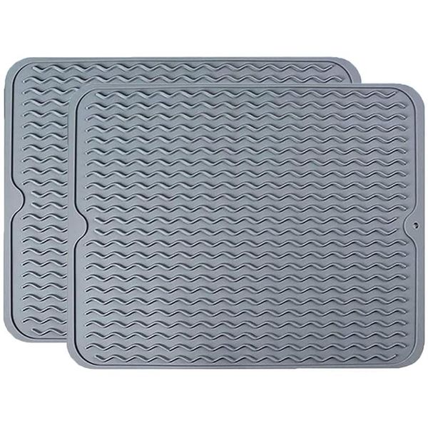 

mats & pads 2 pieces of silicone dish drying mats, environmentally friendly heat-resistant suitable for kitchen counters