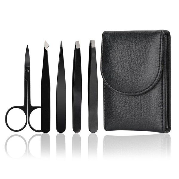 

5pcs stainless steel eyebrow tweezers scissors travel shaping grooming tool d5bf tools & stencils
