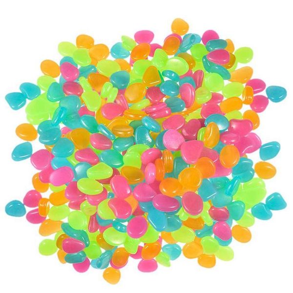 

500pcs in dark garden glowing pebbles for walkway aquarium fish tank decorative plant path terrace lawn glow stone color decorations