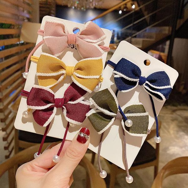 

hair accessories 1pc pearl bow bands ponytail holder for girls headwear headband summer cloth hairbands fashion ornaments, Slivery;white
