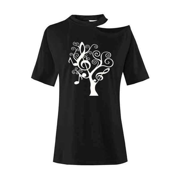 

Kawaii Short Sleeve Female Camisetas Woman Muisc Tree Print Short Slee T Shirt Harajuku Summer Tshirts Graphic Tops, White