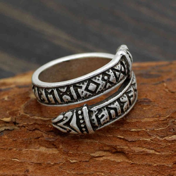 

multicolor nordic viking double headed snake tide men's opening ring, Silver