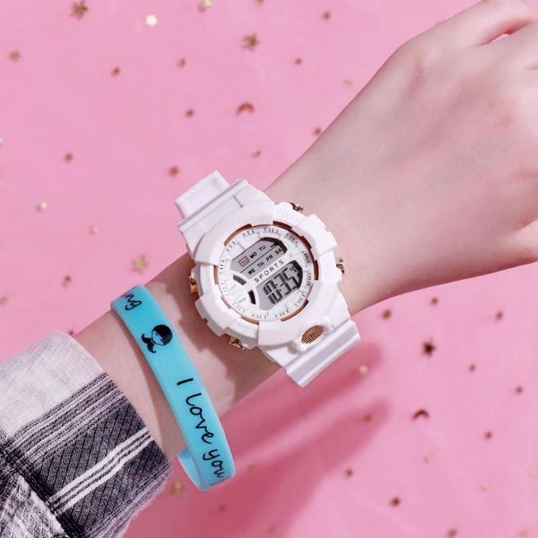 

wristwatches digital watch women men electronic sport wrist kids fashion led display clock ladies watches silicone strap zegarek damski, Slivery;brown
