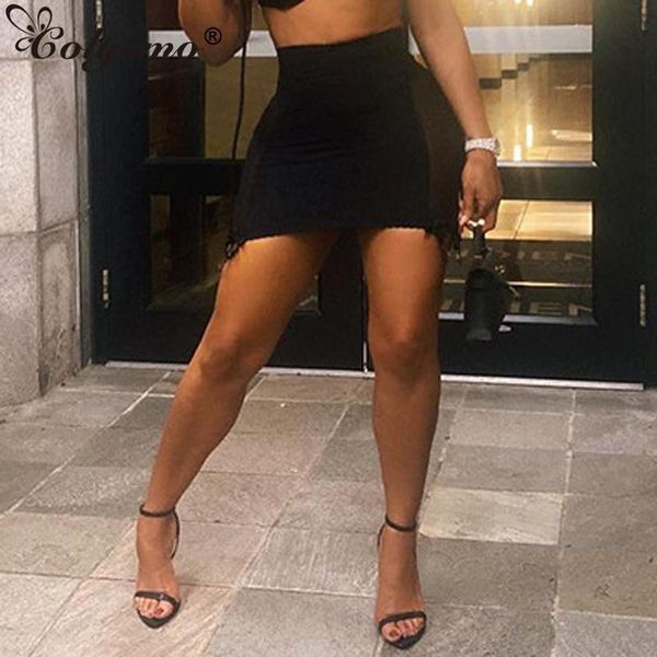 

skirts colysmo summer mesh skirt patchwork see through bodycon elastic vintage black mini women chic party club outfits 2021