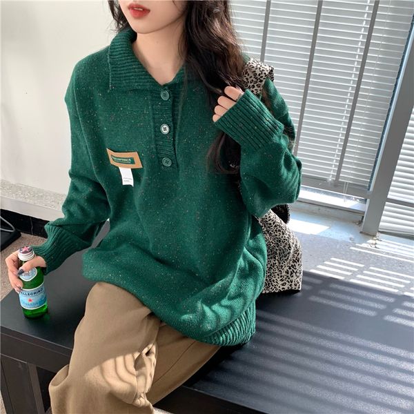 

3 colors 2021 autumn winter korean preppy style loose sweaters vintage knitted sweater and pullover womens (c8197), White;black
