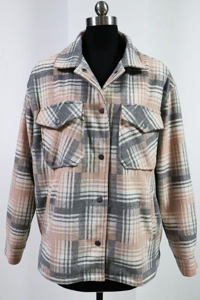 

women's jackets oversize jacket wool plaid lady coat street style, Black;brown