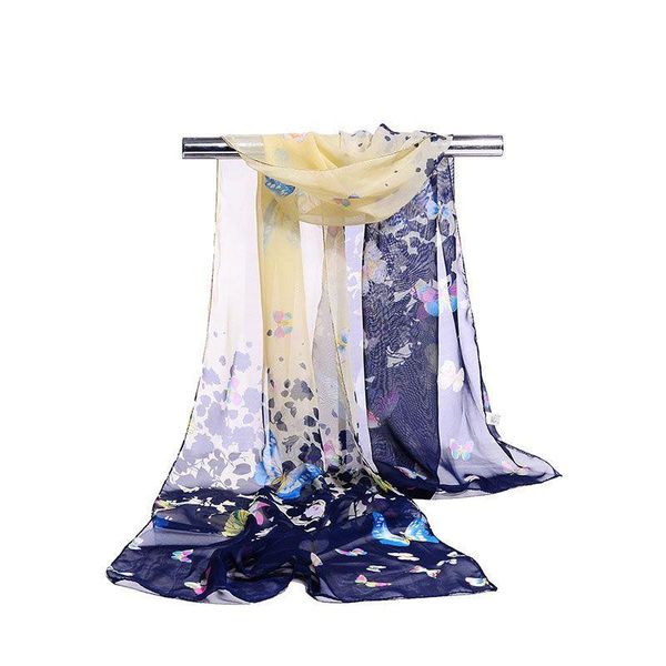 

scarves spring summer casual flowers sandy beach rectangular shawl 160cm female thin silk scarf women, Blue;gray