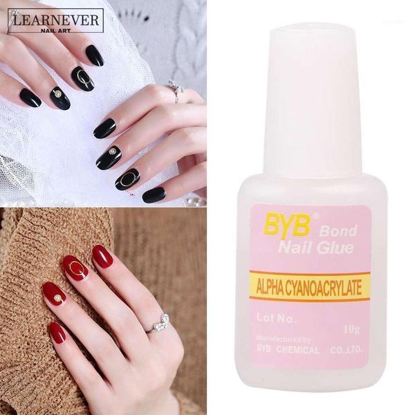 

10g nail art glue with brush paste false nails tips glitter uv acrylic rhinestones decoration nqt06121, Red;pink