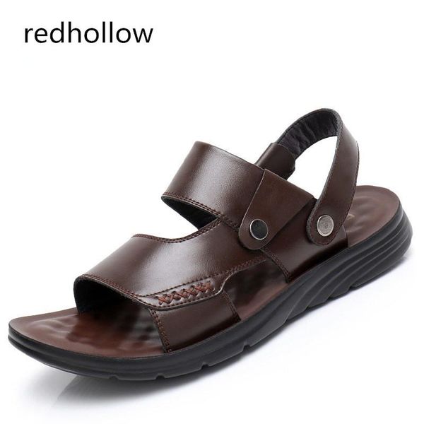 

sandals fashion summer leisure beach men's breathable man shoes genuine leather soft, Black