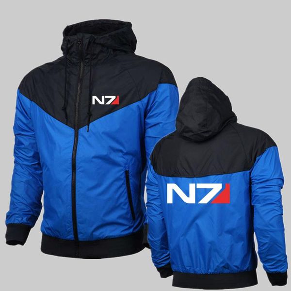 

men's hoodies & sweatshirts 2021 autumn men hooded mass effect n7 logo print custom made spliced man hoodie zipper jacket fitness male, Black