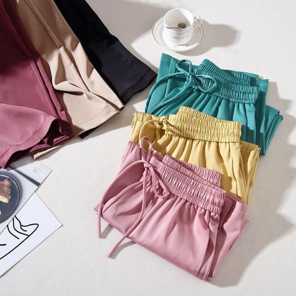 

women's pants & capris 2021 spring and summer wide leg high waist slim straight casual, Black;white