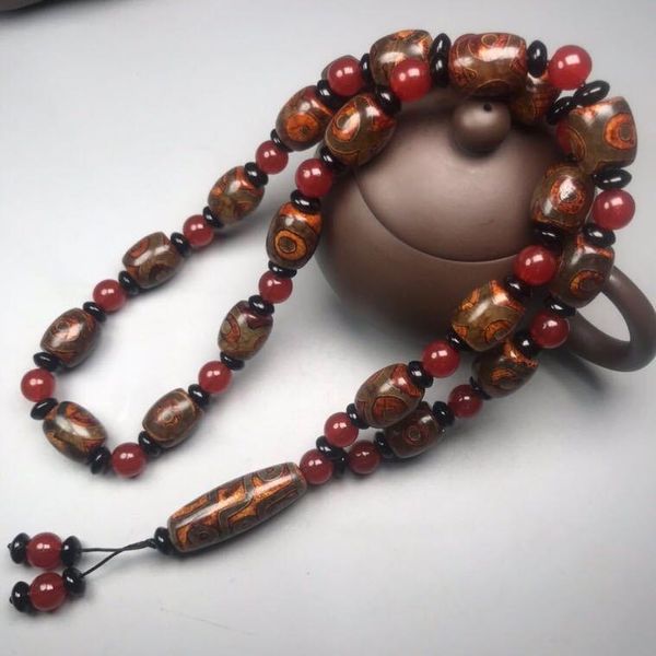 

chains selling natural dzi bead necklace charm jewellery women's hand-carved for women men fashion accessories a018, Silver