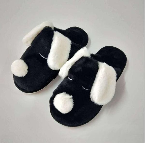 

sunny everest women winter plush slippers indoor home flip flops cotton plus size cute black and white