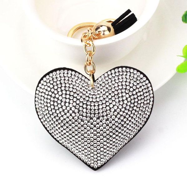 

keychains 2021 heart drilling studded leather fashion tassel keychain hanging bag wholesale, Silver