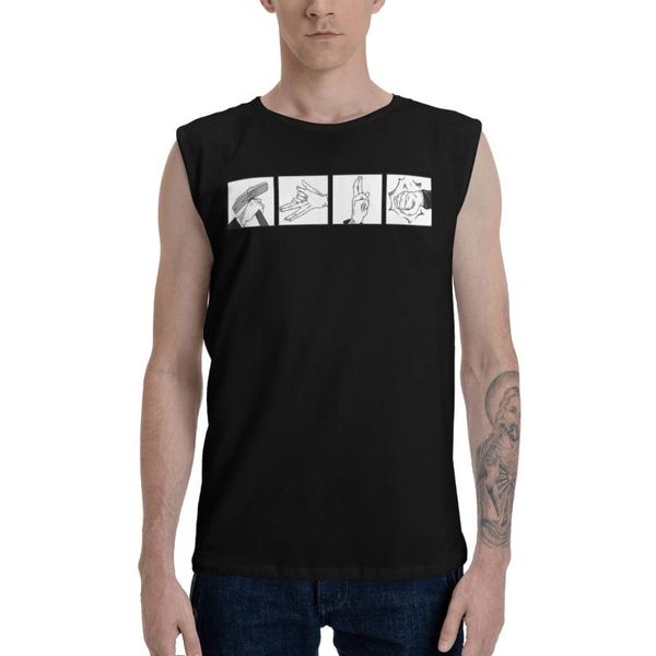 

men' tank jujutsu kaisen anime hand panels bodybuilding muscle men gyms fitness workout sleeveless male shirt vest, White;black