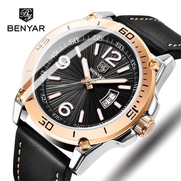 

wristwatches benyar men watches military sports watch waterproof quartz wristwatch gold relogio masculino, Slivery;brown