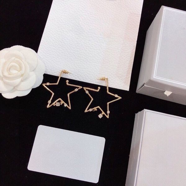 

designer earrings for women 2021 new jewelry brand design ring earring five-pointed star earrings fashion classics silver needle, Golden;silver