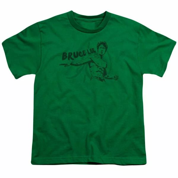 

bruce lee brush lee kids youth t shirt licensed martial arts tee kelly green, White;black