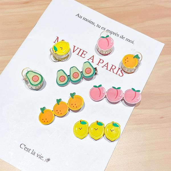 

hair accessories cute cartoon fruits for girls kids sweet clips hairpins side barrette headband fashion, Slivery;white