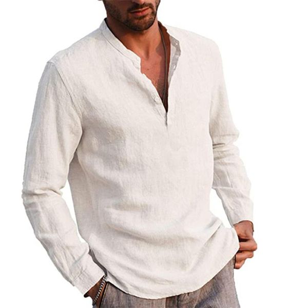 

men's t-shirts men's long sleeve t-shirt beach yoga loose fit solid color cotton and linen summer sunscreen clothing for men, White;black