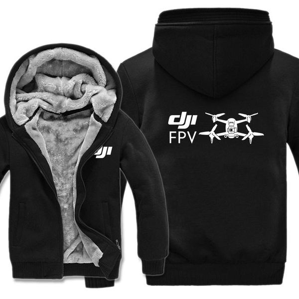 

men's hoodies & sweatshirts dji fpv men fashion coat wool liner jacket winter warm hoody, Black