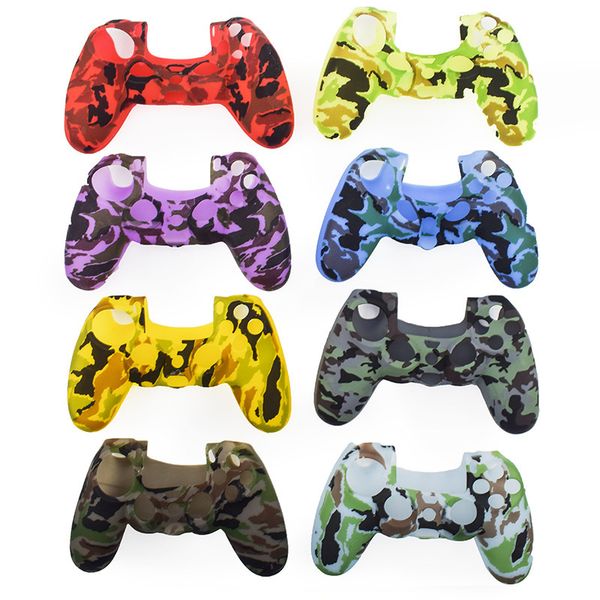 Camuflagem Controlador Proteção Caixa Suave Pintura Silicone Gel De Borracha Capa Para Sony PlayStation 4 PS4 Pro Slim Color Colorido Acessórios