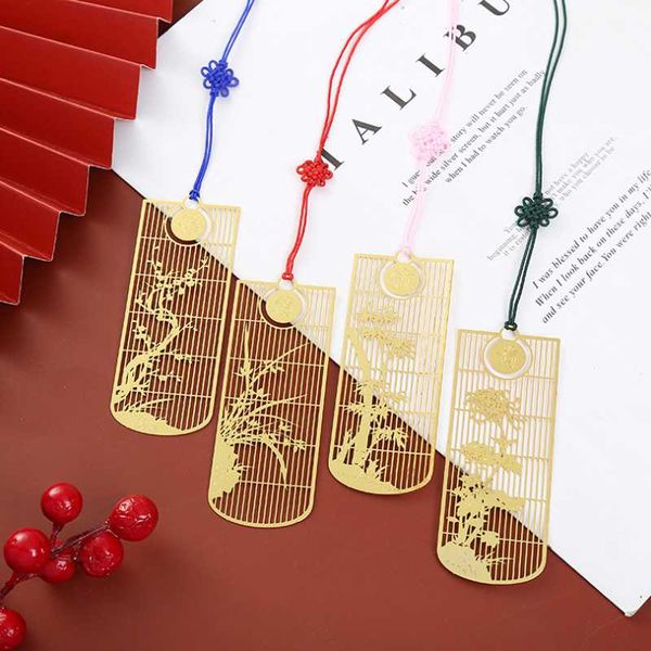 

1pc kawaii plum blossom orchid bookmark cute metal accessories literature and art book mark page folder office school supplies