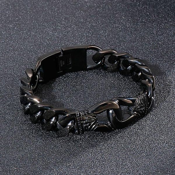 

european and american 316l stainless steel fashion retro men's bracelet link, chain, Black