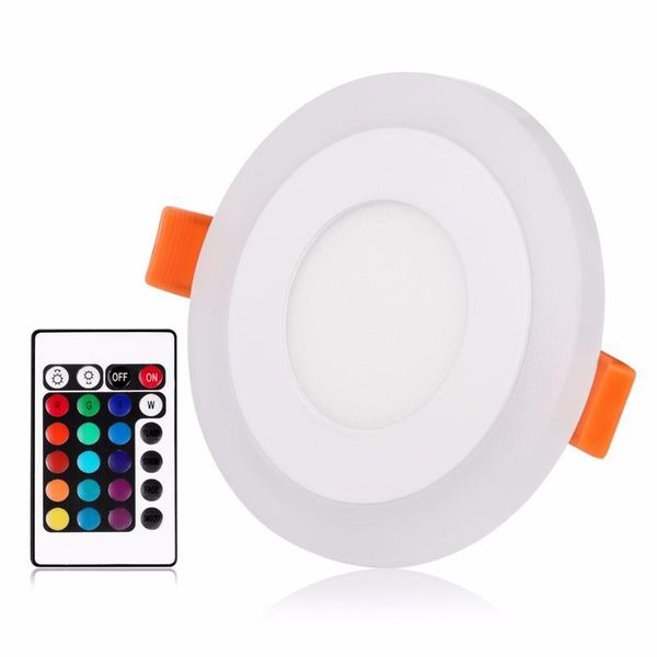 

1pcs ultra slim 6+3w round concealed dual color rgb led panel light cool white lamp downlight ac 100-265v ceiling lights