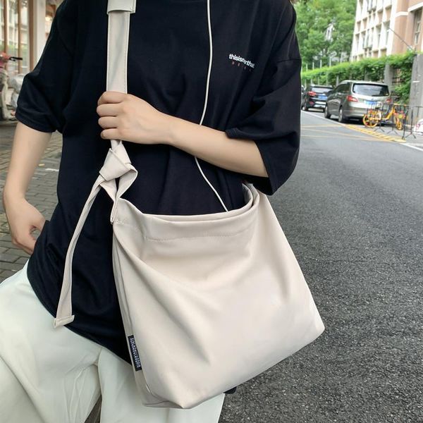

cross body ins japanese simple wild pure color canvas bag couple harajuku large-capacity shoulder messenger female student