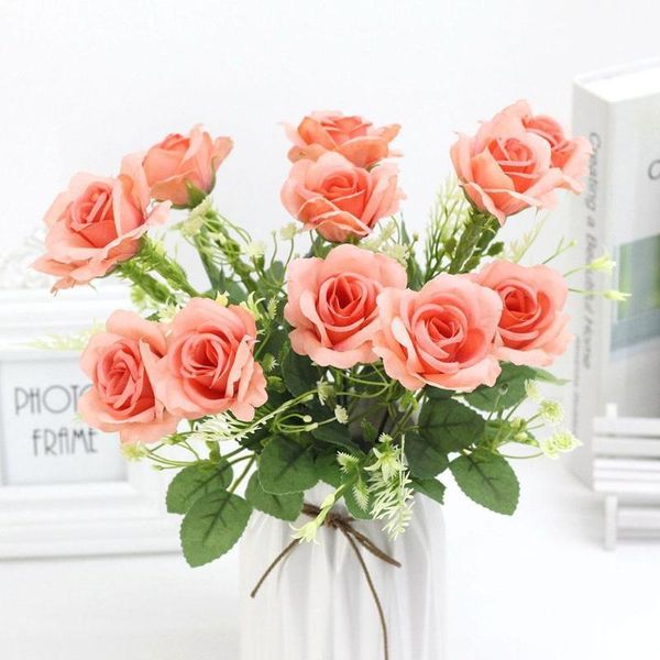 

artificial flowers silk peony rose wedding vases for home foam gifts bouquet accessories bride plants diy decor fake craft i7r2 decorative &