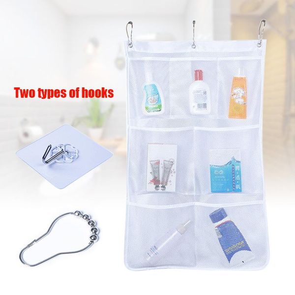

storage bags bathroom mesh bag 7 grid transparent hanging with hook for hug-deals