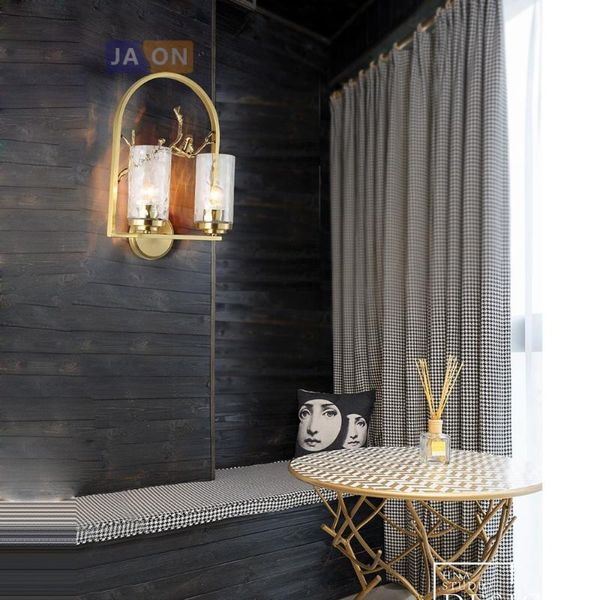 

wall lamps led e27 postmodern copper glass gold clear lamp light sconce for foyer bedroom