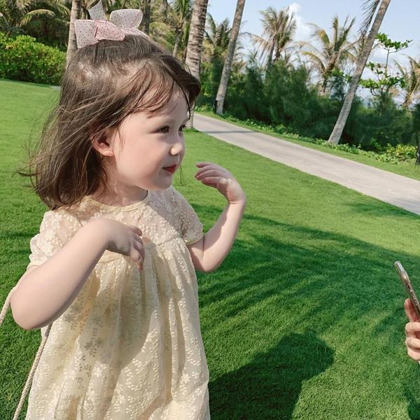 

girls summer dress lace casual wear wedding party baby girl clothes princess flower vestido infantil girl's dresses, Red;yellow