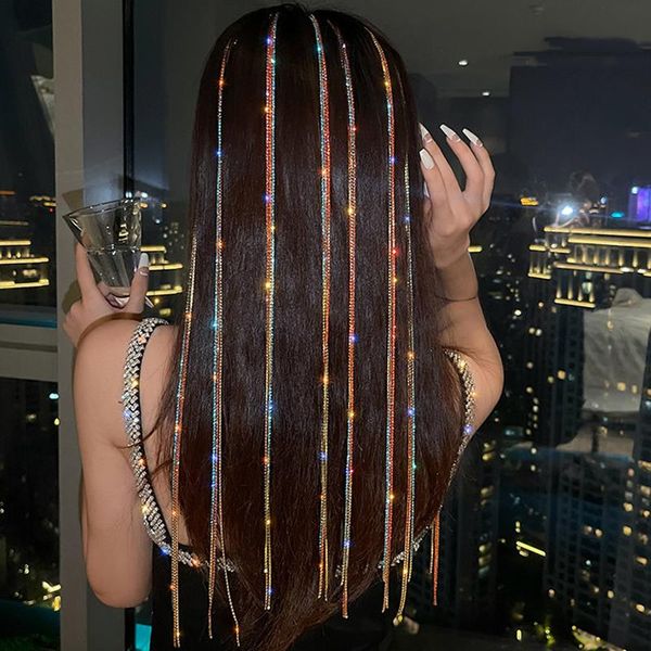 Clipes de cabelo Barrettes 6 Opção Rhinestone Tassel Longo Jóias de Correias para Mulheres Cristal de Luxo