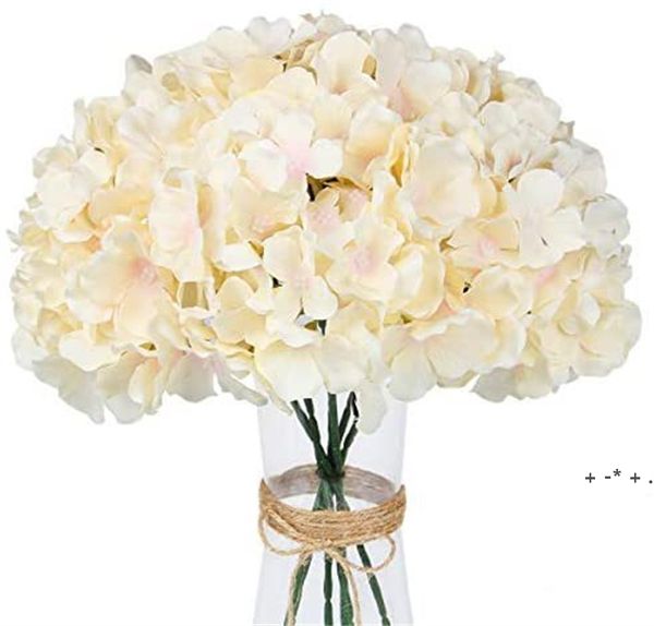 Hydrangeas artificiais com 23cm hastes 54 pétalas realistas de seda hydrangea Flores falsas para casamento home office festa arches llf12347