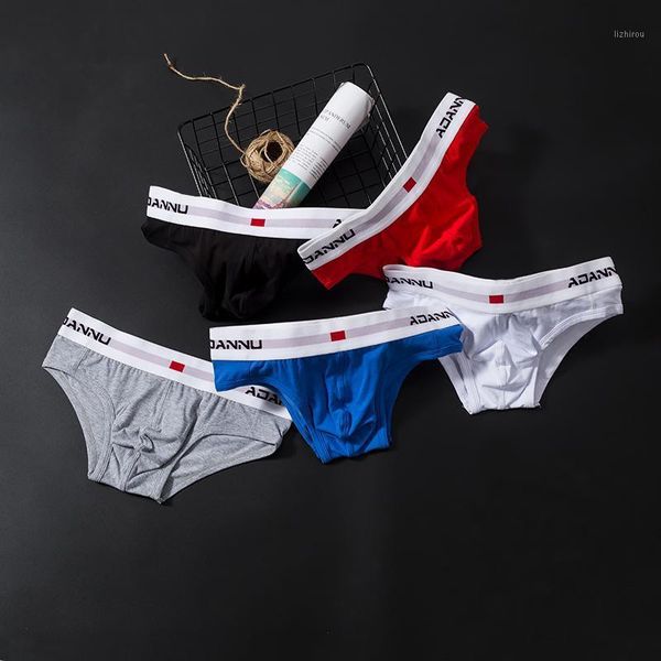 

men's shorts adannu underwear pull-up cotton low-waist solid-color u-bump triangle pants ad44 beach, White;black