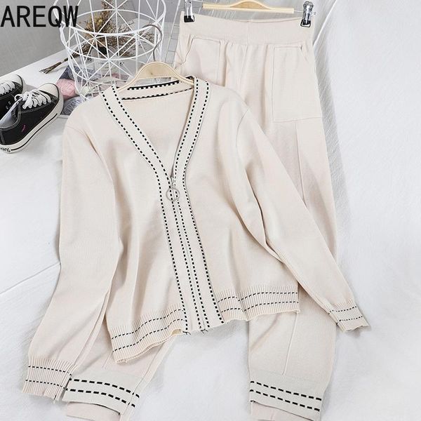 

women's two piece pants spring autumn fashion casual patchwork high waist solid v neck slim long suit women sd057, White