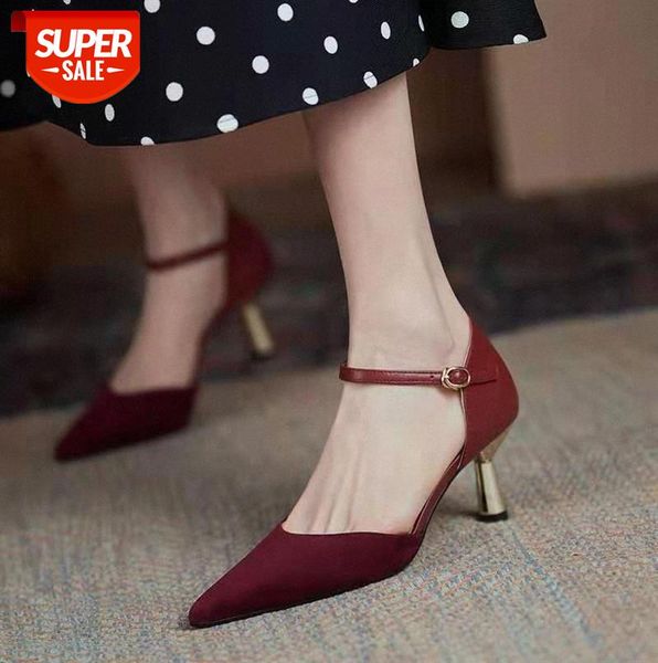 

elegant temperament, small pointed toe, stiletto heel, side buckle single shoes, female toe sandals #wa55, Black