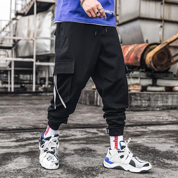 

cotton mens jogger pencil harem pants 2021 men military cargo loose hip hop elastic waist joggers male trousers men's, Black
